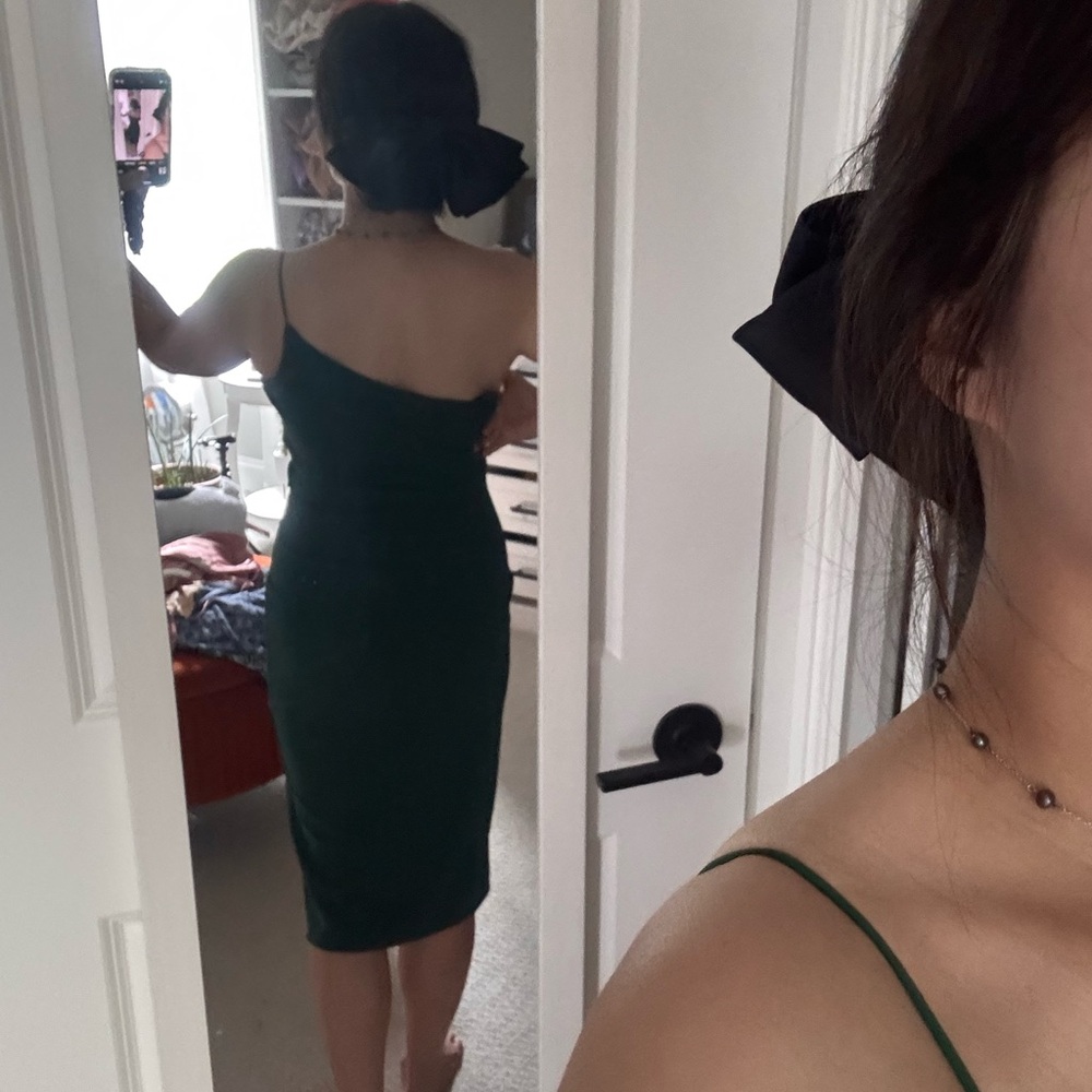 Hello Molly Green One Shoulder Sheath Dress